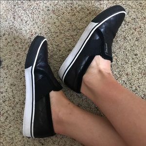 DKNY Black and White Leather Sneakers Size 8.5
